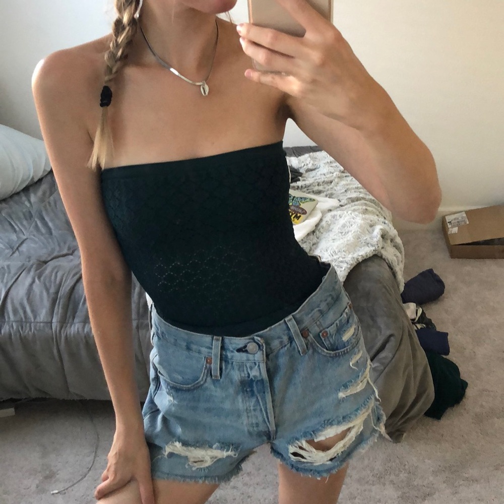 FREE PEOPLE Dark Green Tube Top